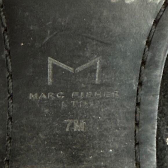 Marc Fisher Black Suede Pointed Toe Gold Tip Pull On Ankle Boots Sz 7 MSRP $201 - Picture 6 of 6